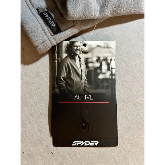 Spyder Fleece Jacket Adult Medium Gray Long Sleeve Full Zip Knit Sweatshirt Mens - Picture 2 of 14